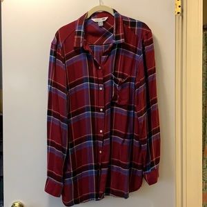 Burgundy Plaid Shirt EUC